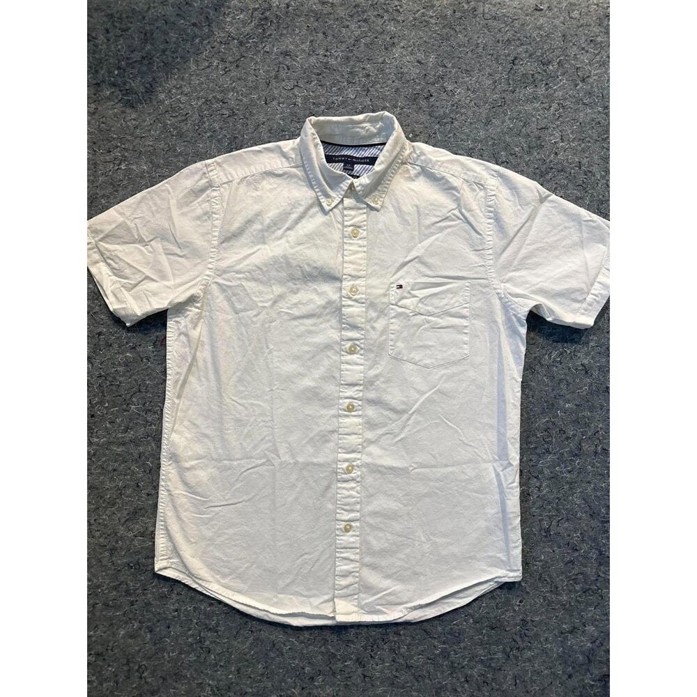 Tommy Hilfiger Men’s Small White Classic Fit Short Sleeve Button Down Shirt